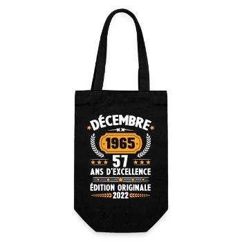Cadeau D'anniversaire Rétro 57 Ans Décembre 1965 - Sac à bouteille - noir - Devant