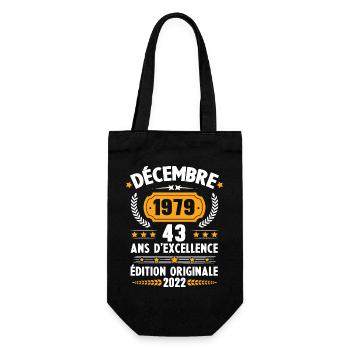 Cadeau D'anniversaire Rétro 43 Ans Décembre 1979 - Sac à bouteille - noir - Devant