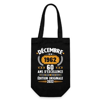 Cadeau D'anniversaire Rétro 60 Ans Décembre 1962 - Sac à bouteille - noir - Devant