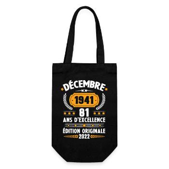 Cadeau D'anniversaire Rétro 81 Ans Décembre 1941 - Sac à bouteille - noir - Devant