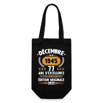 Cadeau D'anniversaire Rétro 77 Ans Décembre 1945 - Sac à bouteille - noir - Devant