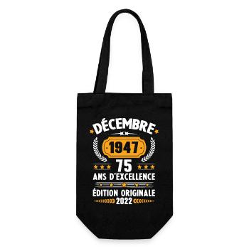 Cadeau D'anniversaire Rétro 75 Ans Décembre 1947 - Sac à bouteille - noir - Devant