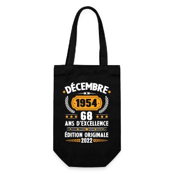 Cadeau D'anniversaire Rétro 68 Ans Décembre 1954 - Sac à bouteille - noir - Devant