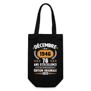 Cadeau D'anniversaire Rétro 76 Ans Décembre 1946 - Sac à bouteille - noir - Devant