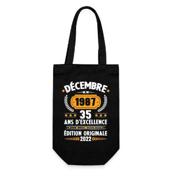 Cadeau D'anniversaire Rétro 35 Ans Décembre 1987 - Sac à bouteille - noir - Devant