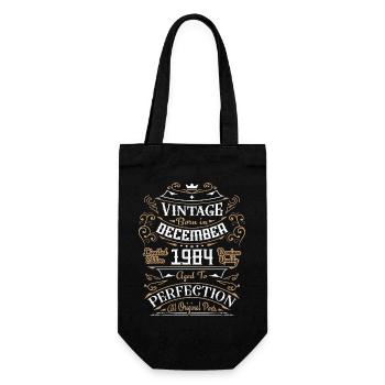 Vintage Dezember 1984, Retro Geburtstagsgeschenk - Geschenkbeutel für Flaschen - Schwarz - Vorne