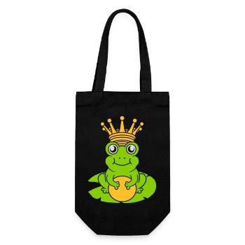 Verzauberter Froschkönig sitzt Seerose - Geschenkbeutel für Flaschen - Schwarz - Vorne