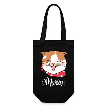 Mignon Kawaii drôle de chat disant miaulement - Sac à bouteille - noir - Devant