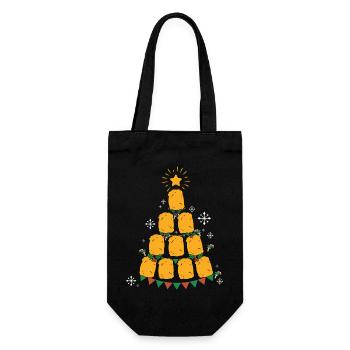Chiken Nugget Fast Food Christmas Tree - Gift Bag for Bottles - black - Front