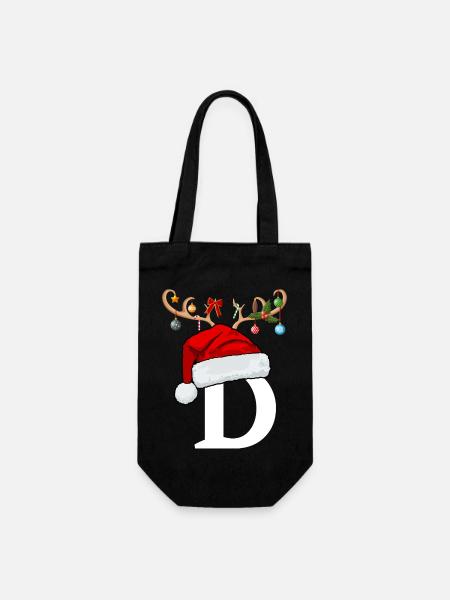 Brief D Weihnachtsmütze - Geschenkbeutel für Flaschen - Schwarz