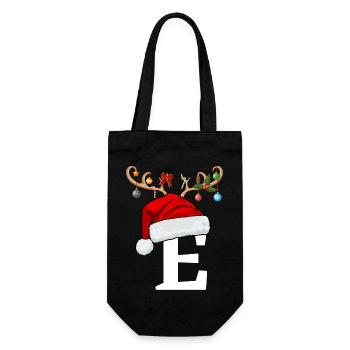 Letter E Christmas hat - Gift Bag for Bottles - black - Front