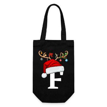Buchstabe F Weihnachtsmütze - Geschenkbeutel für Flaschen - Schwarz - Vorne
