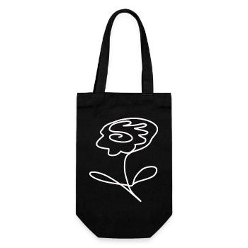 Blume weiß weiße Blume one line art Blume weiß - Geschenkbeutel für Flaschen - Schwarz - Vorne
