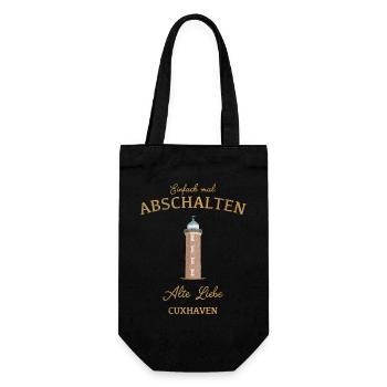 Cuxhaven Leuchtturm Alte Liebe, Mal Abschalten - Geschenkbeutel für Flaschen - Schwarz - Vorne