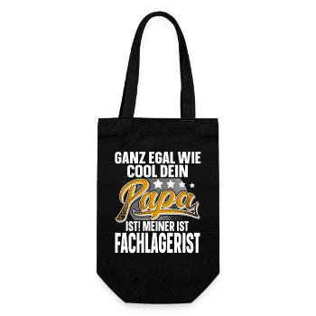 Fachlagerist Papa Vater Vatertag Cooler Papa - Geschenkbeutel für Flaschen - Schwarz - Vorne