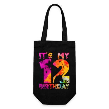 12TH BIRTHDAY UNICORN IT'S MY 12TH BIRTHDAY - Gift Bag for Bottles - black - Front