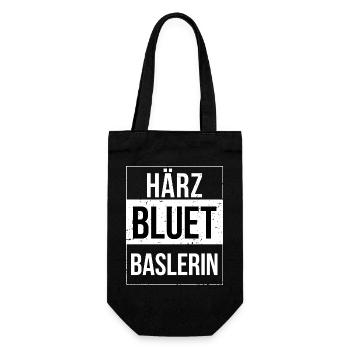 Härzbluetbaslerin aus Basel - Geschenkbeutel für Flaschen - Schwarz - Vorne