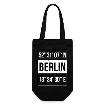 Koordinaten Berlin - Geschenkbeutel für Flaschen - Schwarz - Vorne