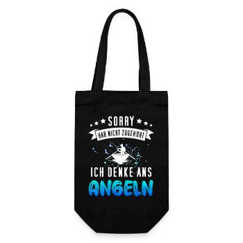 Lustiges Angler Design - Funny Fischer Motiv - Geschenkbeutel für Flaschen - Schwarz - Vorne