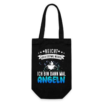 Lustiges Angler Design - Angeln Fischer Geschenk - Geschenkbeutel für Flaschen - Schwarz - Vorne