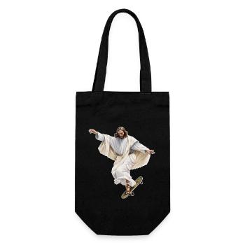 Jesus Skater ohne Heiligenschein - Geschenkbeutel für Flaschen - Schwarz - Vorne