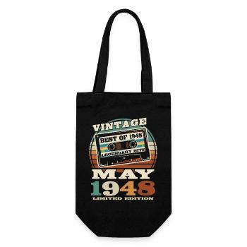 vintage retro cassette tape mai 1948 75 ans - Sac à bouteille - noir - Devant