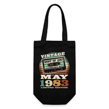 vintage retro cassette tape May 1983 40 years old - Gift Bag for Bottles - black - Front