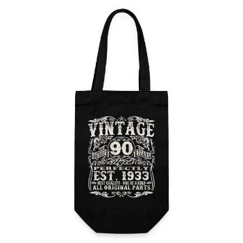 1933 geboren - 90 Jahre alt - Geschenkbeutel für Flaschen - Schwarz - Vorne