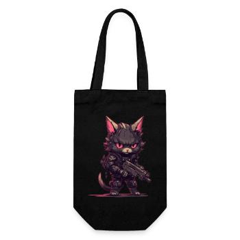 Cat Biker in the style of Post Apocalyptic - Gift Bag for Bottles - black - Front