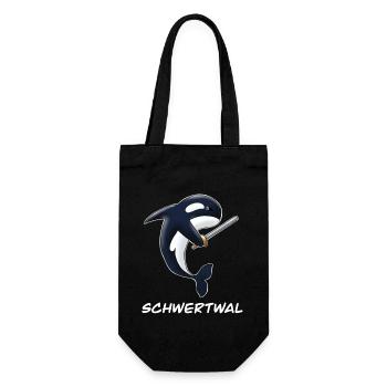 Schwertwal Orka mit Schwert in der Flosse - Geschenkbeutel für Flaschen - Schwarz - Vorne