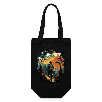 Wald Landschaft Naturliebhaber Outdoor Bäume - Geschenkbeutel für Flaschen - Schwarz - Vorne
