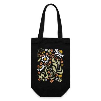 Boho Wildflower Damen T-Shirt, Vintage Wildflower - Geschenkbeutel für Flaschen - Schwarz - Vorne