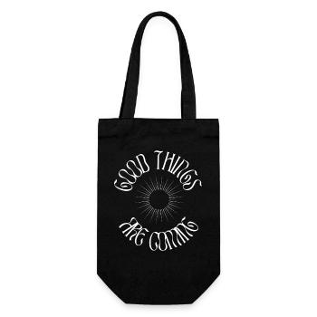 GOOD THINGS ARE COMING - WHITE - Gift Bag for Bottles - black - Front
