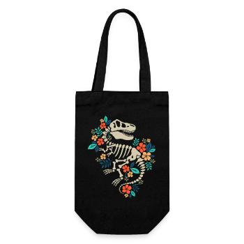 Floral Dinosaur Fossil - Gift Bag for Bottles - black - Front