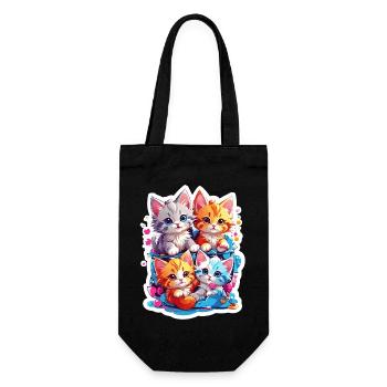 Cat quartet - Geschenkbeutel für Flaschen - Schwarz - Vorne