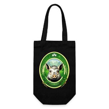 Lucky pig with shamrocks - Gift Bag for Bottles - black - Front