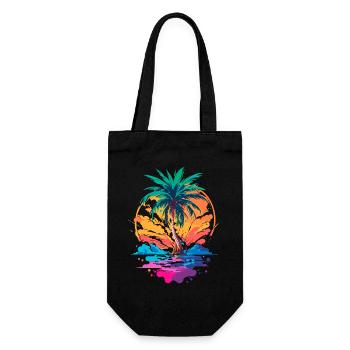 Palm tree in front of sunset | Tropical Paradise - Gift Bag for Bottles - black - Front