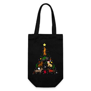 Dackel Baum Weihnachten - Geschenkbeutel für Flaschen - Schwarz - Vorne