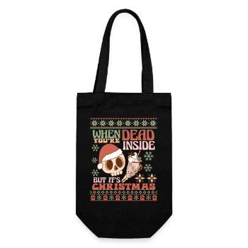 Hässlicher Weihnachtspullover - Geschenkbeutel für Flaschen - Schwarz - Vorne