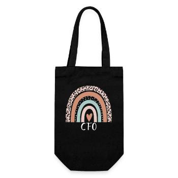 CFO Rainbow Leopard Funny CFO Appreciation - Gift Bag for Bottles - black - Front