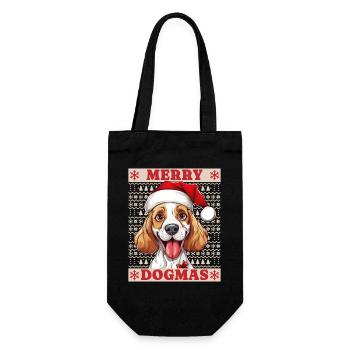 Chien Noël laid joyeux dogmes père Noël chapeau - Sac à bouteille - noir - Devant