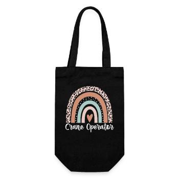 Crane Operator Rainbow Leopard Funny Crane - Gift Bag for Bottles - black - Front