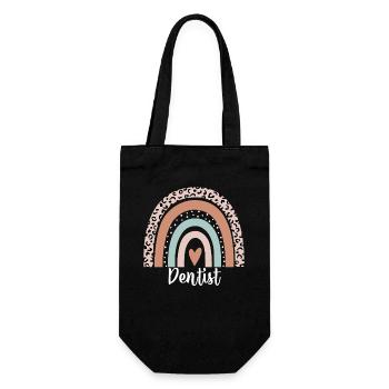 Dentist Rainbow Leopard Funny Dentist Appreciation - Gift Bag for Bottles - black - Front