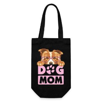 Border Collie Hund Mama - Geschenkbeutel für Flaschen - Schwarz - Vorne