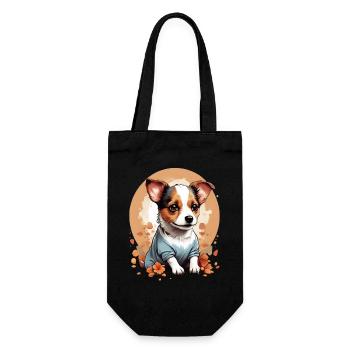 Niedlicher kleiner Jack Russell Welpe - Geschenkbeutel für Flaschen - Schwarz - Vorne