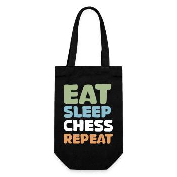 retro Schach lustige Sprüche eat sleep repeat - Geschenkbeutel für Flaschen - Schwarz - Vorne