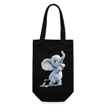 Kleiner lustiger Elefant mit Maus - Geschenkbeutel für Flaschen - Schwarz - Vorne