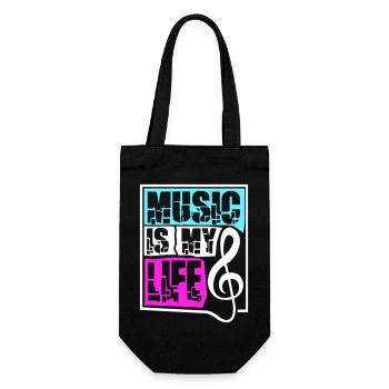 La musique est ma vie Musik ist mein Leben liebe spruch - Sac à bouteille - noir - Devant