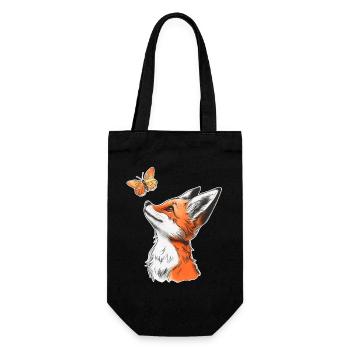 Renard avec papillon - Sac à bouteille - noir - Devant