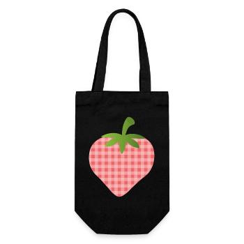 Strawberry with check pattern - personalizable - Gift Bag for Bottles - black - Front